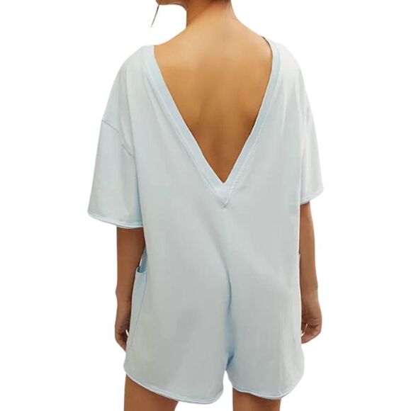 Free People | FP Movement Hot Shot Tee Romper - Boardwalk Blue - Size Small - Picture 3 of 5
